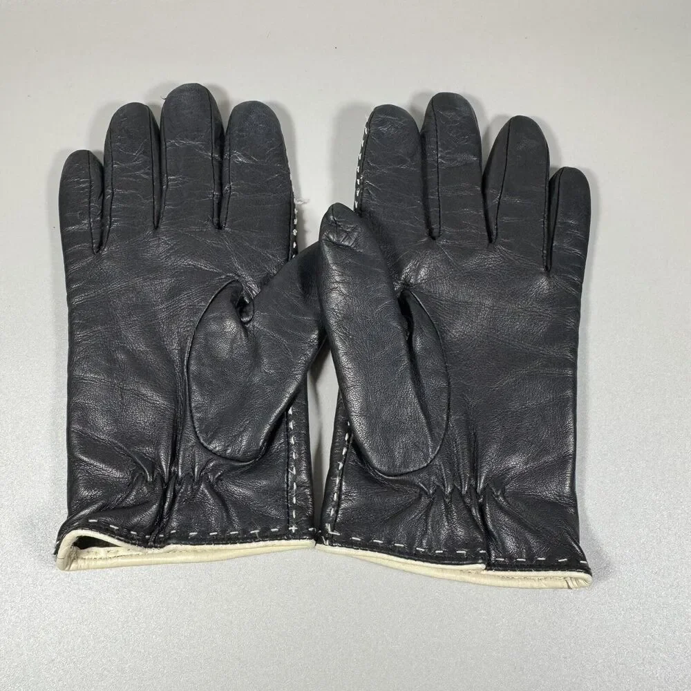 LAUREN Ralph Lauren Black Soft Leather Women's‎ Gloves Logo Large